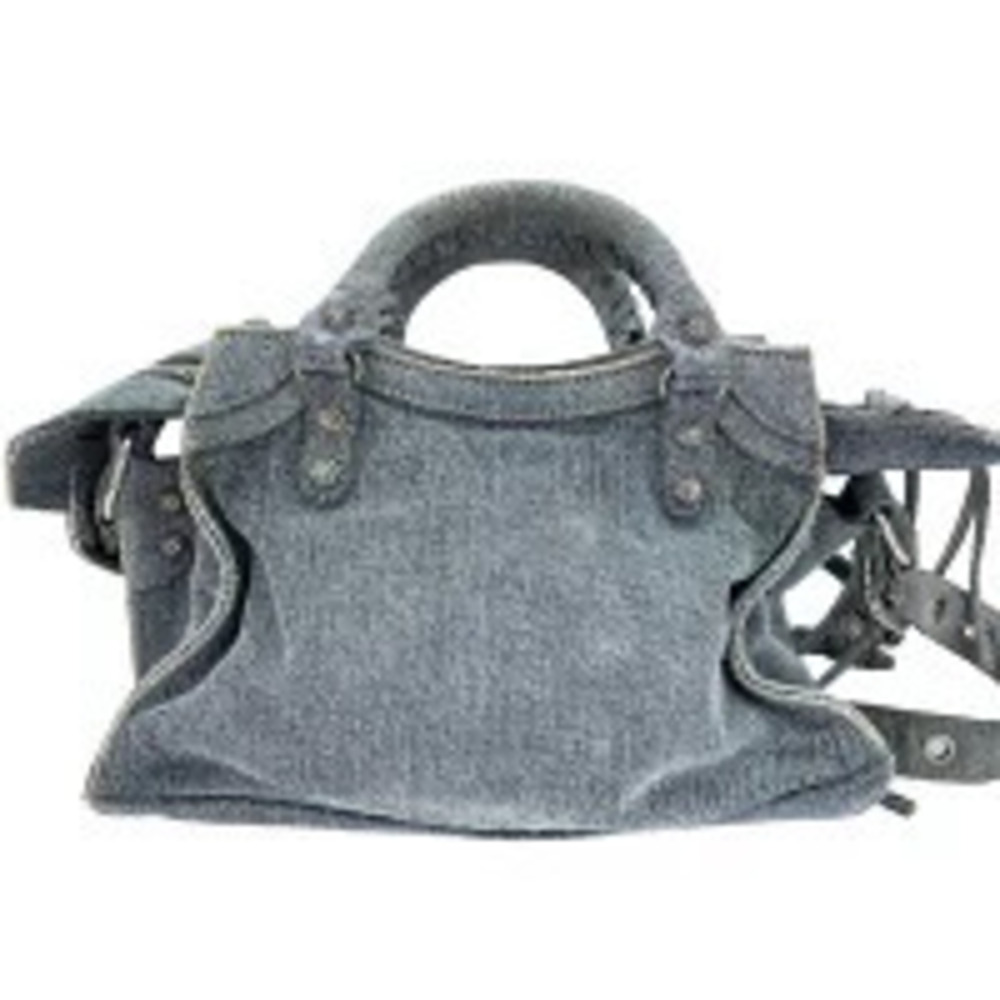 Balenciaga Denim Neo Cagoll Handbag Blue